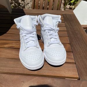 Adidas white leather high tops